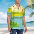thumbnail image 2 of KLL Men's Hawaiian Shirt Short Sleeve Button Down Beach Shirts-Two Frogs Are Sitting On Water Lilies, 2 of 5