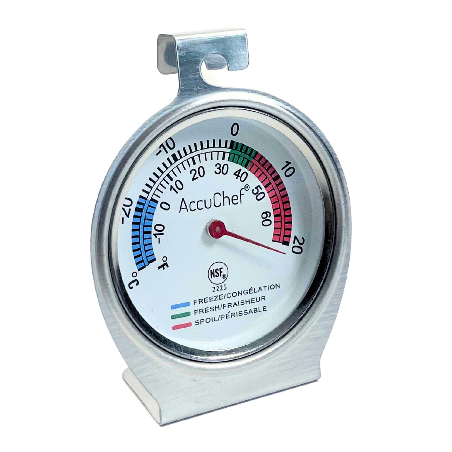 Accuchef thermomètre de congélateur/réfrigérateur, en acier inoxydable, à suspendre ou placer debout, modèle 2225