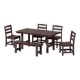 thumbnail image 2 of WestinTrends Ashore 6-Piece Outdoor HDPE Rectangular Patio Dining Table Set with Bench, Dark Brown, 2 of 6
