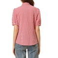 thumbnail image 3 of MODA NOVA Juniors Gingham Plaid Point Collar Bow Tie Neck Shirt Top Red M, 3 of 6