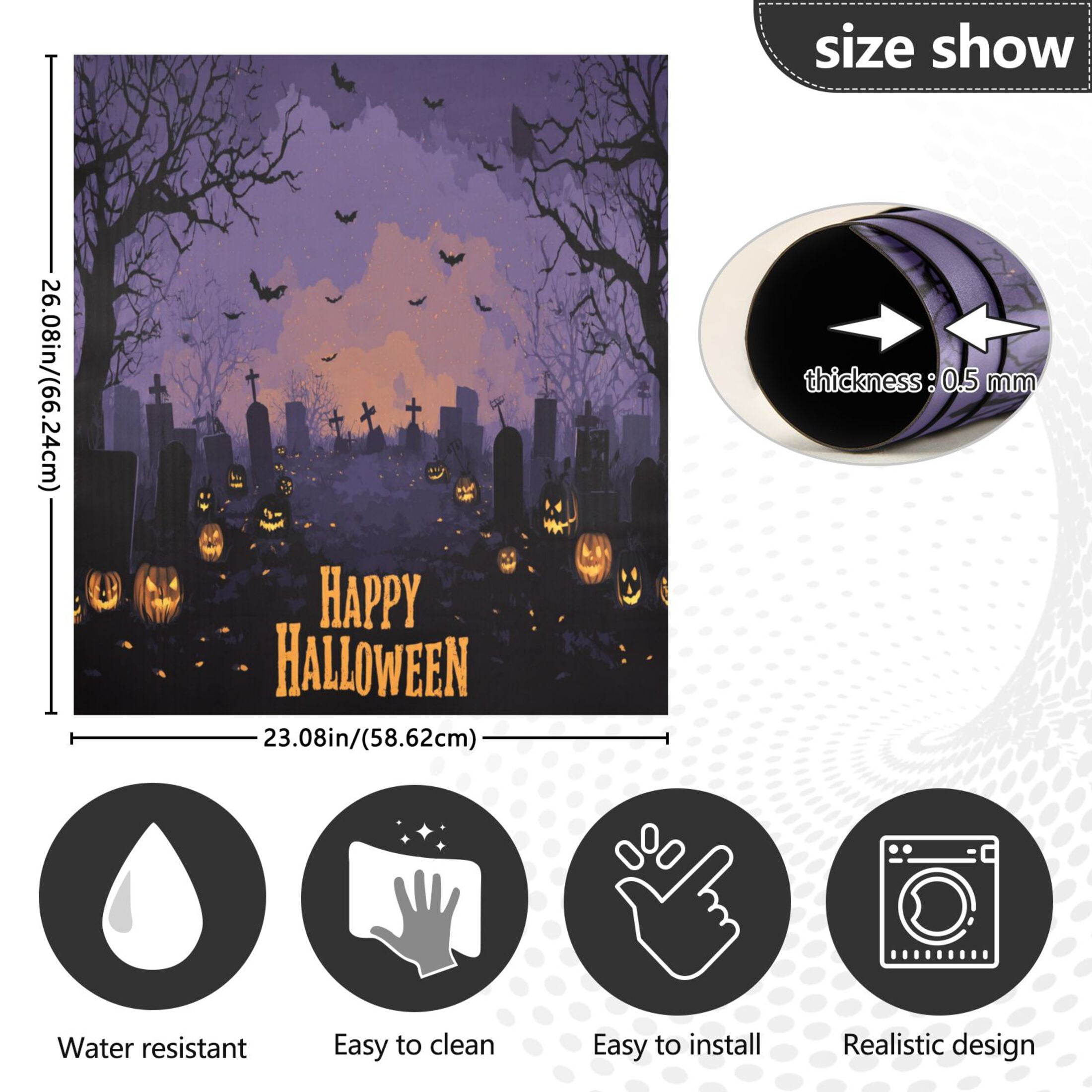 Dishwasher Magnetic Sticker 23x26 Inch Refrigerator Magnetic Sticker Washing Machine Magnetic Sticker Kitchen Panel Magnetic Sticker Home Decor Halloween Pattern
