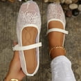 thumbnail image 5 of SuTry Women's Square Toe Lace Mary Jane Flats Adjustable Buckle Strap Sequin Embellished Breathable Mesh Comfortable Slip On Casual Walking Shoes(39), 5 of 8