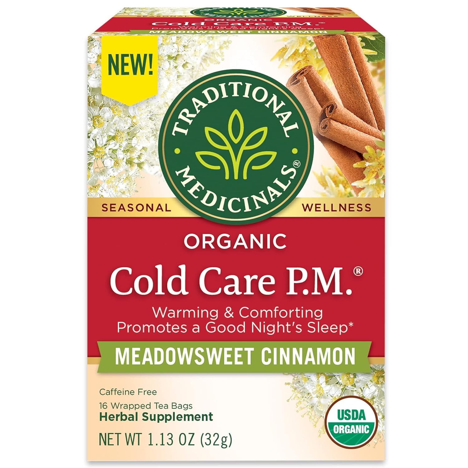 Traditional Medicinals Tea, Organic Cold Care PM, Get a Good Night's Sleep, 16 Tea Bags