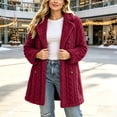 thumbnail image 3 of ITSAME Womens Fleece Mid Length Coat Notched Lapel Button Front Warm Winter Outerwear Jacket Red Size L, 3 of 3