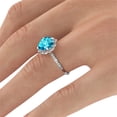 thumbnail image 3 of 3.25 ctw Aquamarine Ring with Diamonds 14K White Gold Flower Leaves Halo, 3 of 7