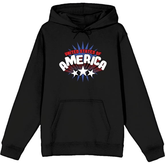 Americana United States Of Americana Black Adult Long Sleeve Hoodie-Small