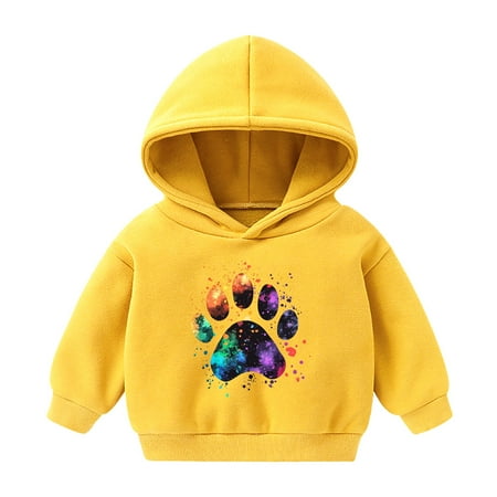 

ATOGUTA Kids Sweatshirt for Gym Fashion Sweatshirt Fleece Pullover Tops Kids Clothes Yellow Size 1T-8