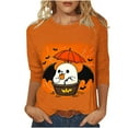 thumbnail image 2 of VKOYWKM Halloween Shirt for Women 3/4 Length Sleeve Womens Tops Spooky Ghost Graphic T Shirts Casual Crew Neck Halloween Party Top, 2 of 5