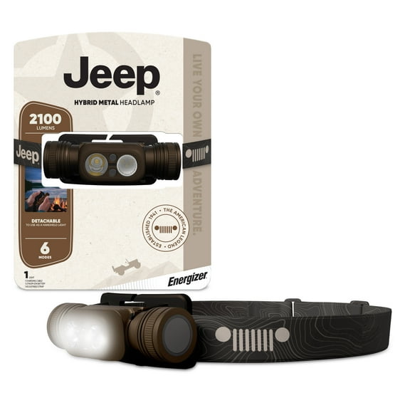 Jeep Rechargeable LED Headlamp, 2,000 Lumens, Hybrid Metal Design, Bright and Durable for Hunting, Running, Jogging, Hiking, Tactical and Outdoor Use