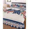 thumbnail image 3 of Quilts King Size, 4th of July Soft Comforter Bedding Set for Bed, Independence Day Eucalyptus Leaves Blue Red Star Lightweight Quilted Bedspread with Pillow Cover(2 Pieces), 96x106 Inch, 3 of 6