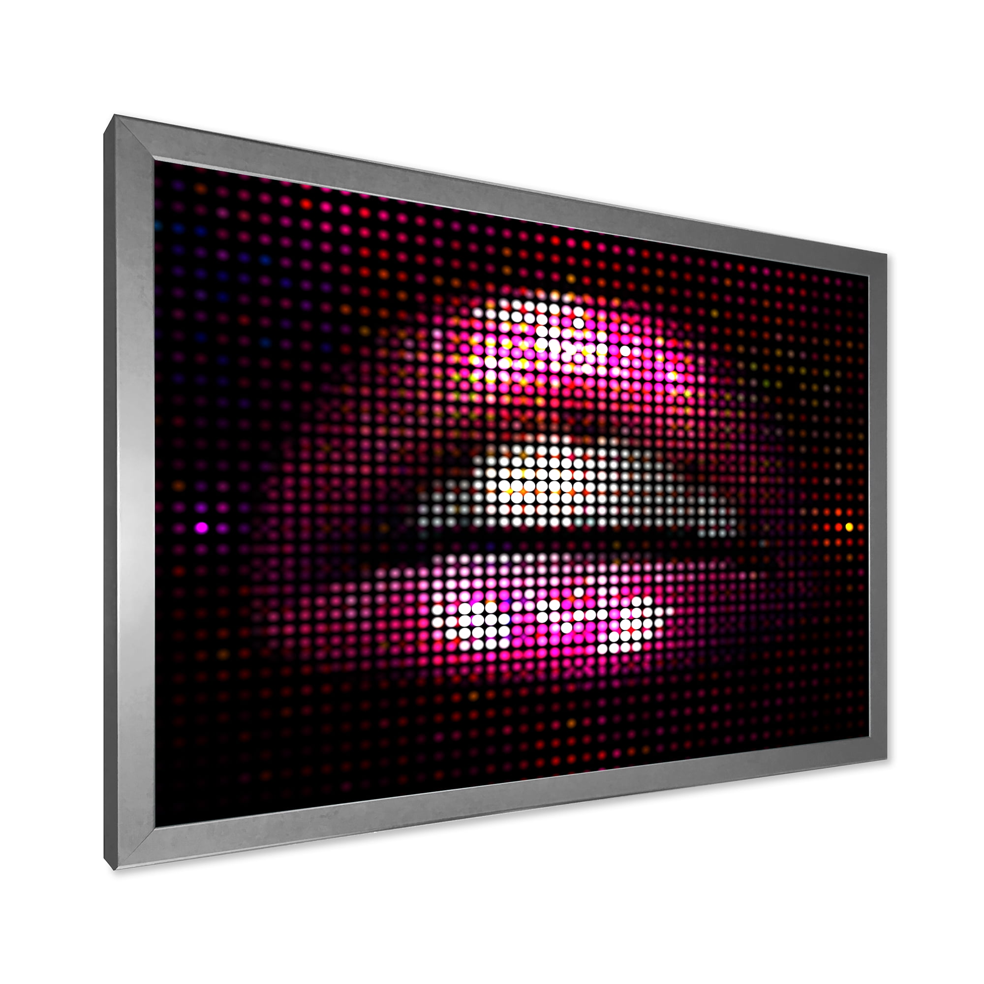 Designart 'Detail Of Pixellated Pink Woman Lips' Modern Framed Art Print