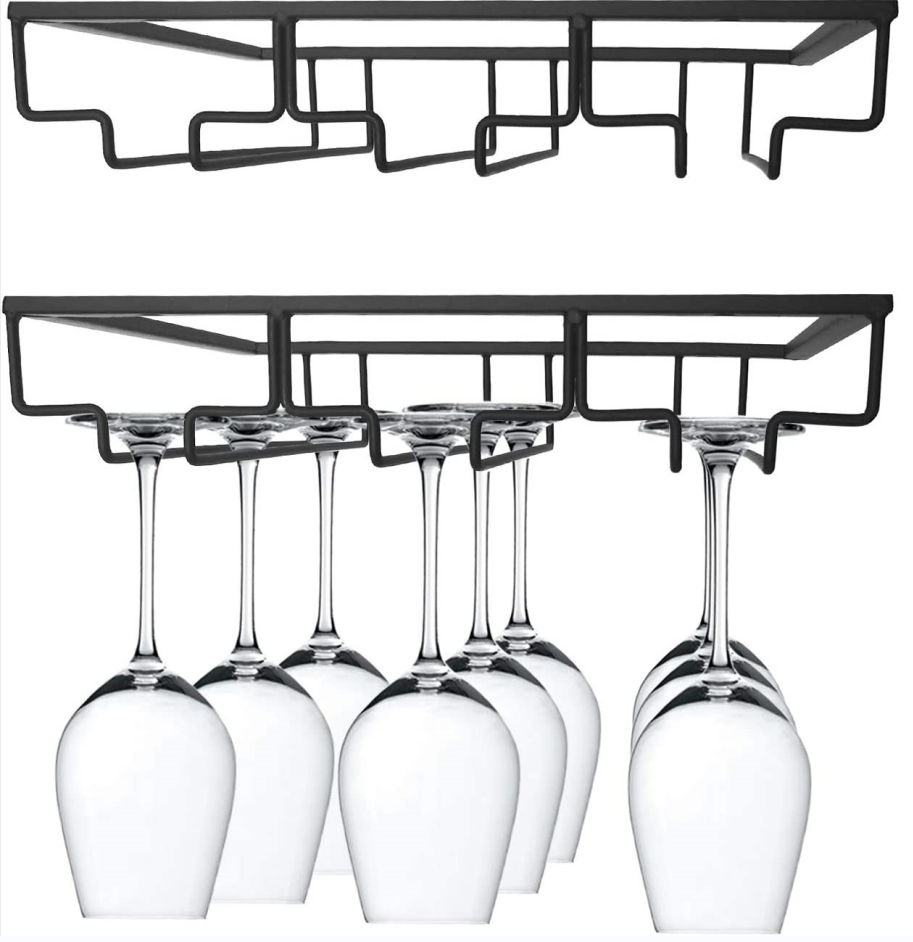 Wine Glass Holder, 2 Pack Wine Glass Rack Under Stemware Rack, Hanging Wine Glasses
