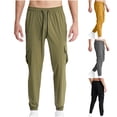 thumbnail image 6 of ZQUUVOU Men's Cargo Pants Slim Fit Fashion Drawstring Elastic Waist Multi-Pocket Casual Sweat Length Pants Yellow, 6 of 6