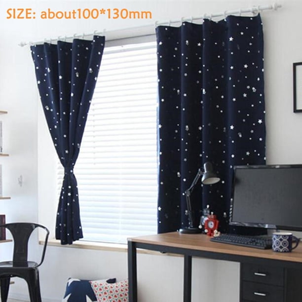 Full Blackout Shading Stars Dormitorio Balcón Cortinas Gancho Grommet Purdah