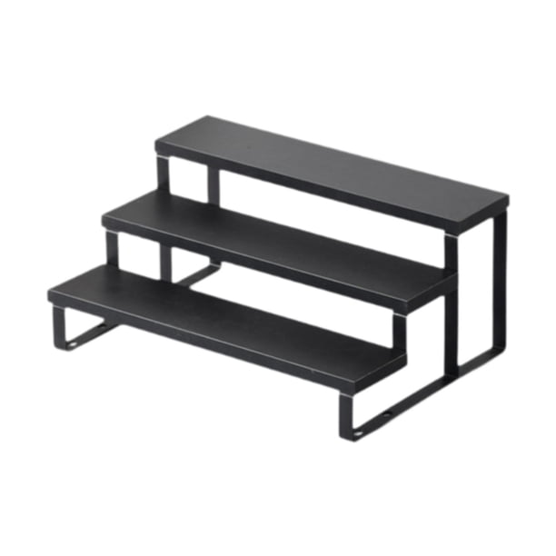 Expositor de madera, organizador de joyas, escalera de madera, alféizar de ventana sencillo, soporte para plantas Negro