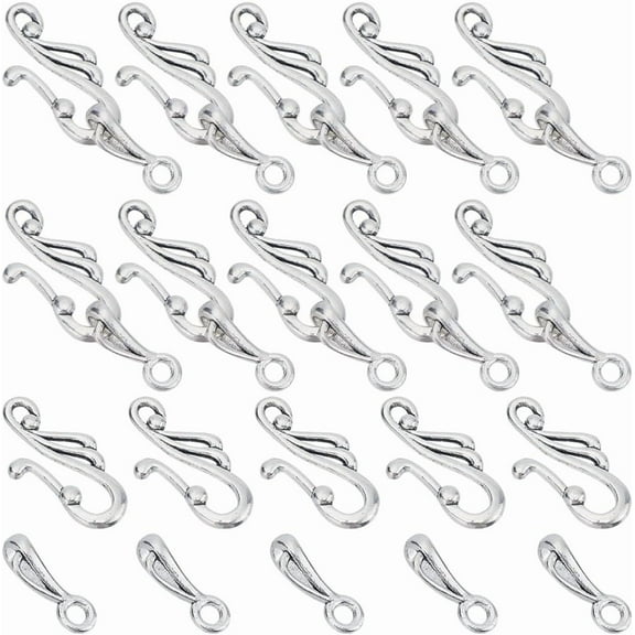 1Box 70 Sets S Hook Jewelry Clasp S Ring Toggle Clasps Tibetan Style Antique Silver S Hook Ring Bracelets Necklace Connectors Jewelry End Clasps and Closures Supplies