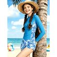 thumbnail image 6 of Lanbubble Girl Swimsuit for Teens 2 Piece Long Sleeve Rash Guard Bathing Suits Padded Girls Swimwear 11-16Y, 6 of 9