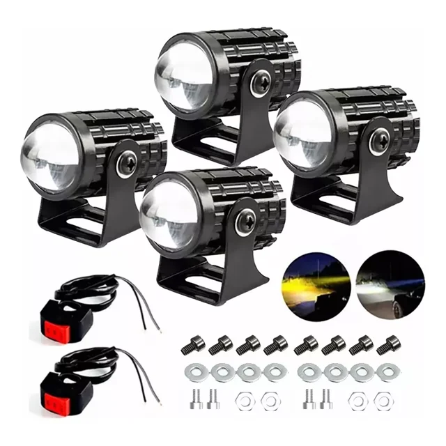 2 Par Faros Led Impermeables De Color Doble Para Moto, Auto