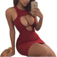 thumbnail image 1 of Femmes Bandage Bodycon Sans Manches Soirée Club Mini Robe Sans Manches Solide Creux Robe Sexy, 1 of 6