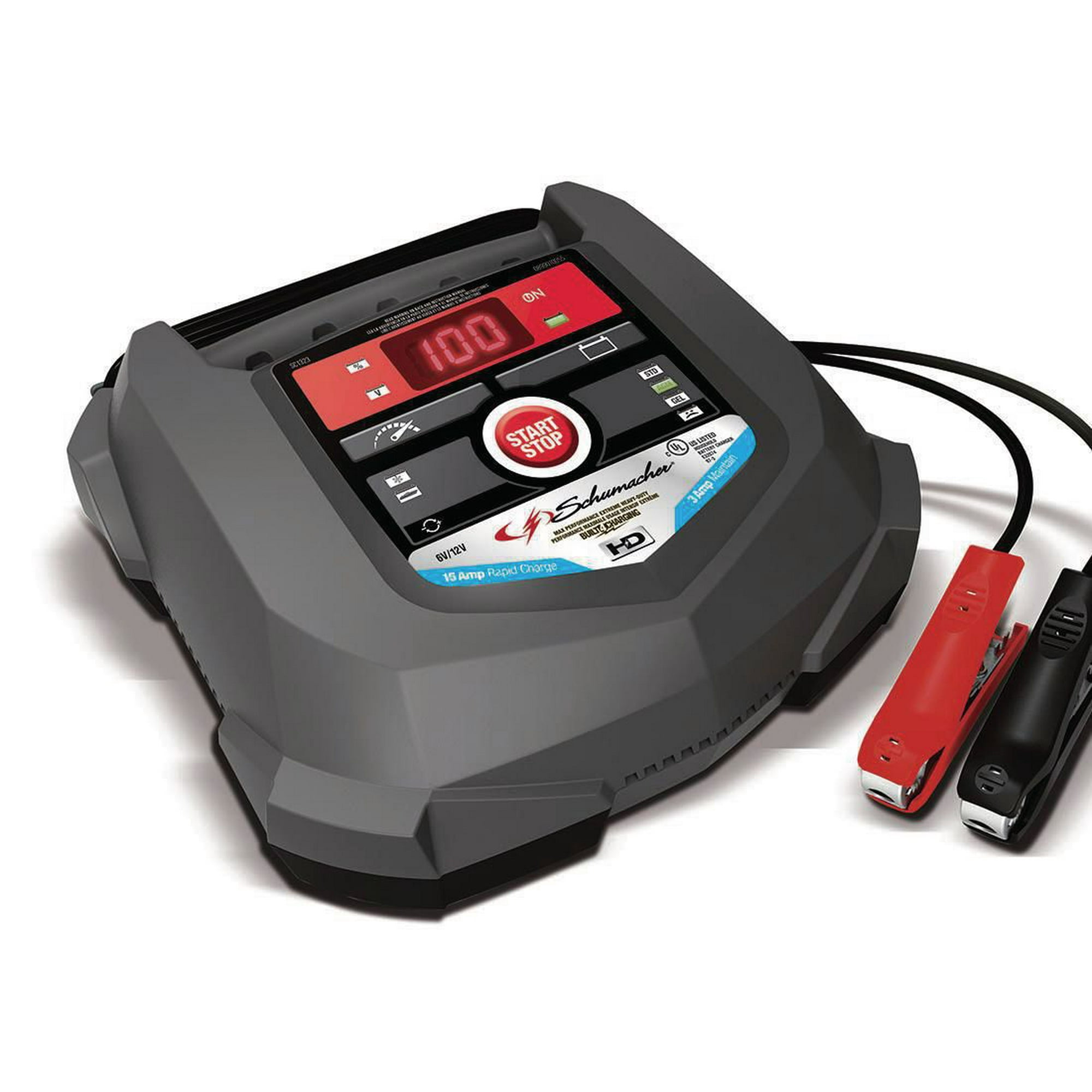Schumacher 15 Amp 6 Volt 12 Volt Fully Automatic Automotive Battery Charger and Maintainer SC1323 Auto Marine Battery Charger