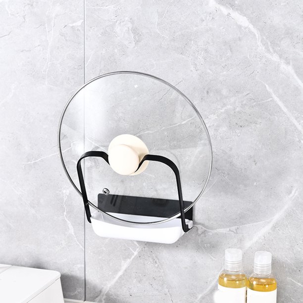Estante De Cocina De Pared, Soporte Para Tapas De Ollas, Organizador De Platos, Escurridor De Utensilios, Para Puerta De Armario Y Pared, Negro