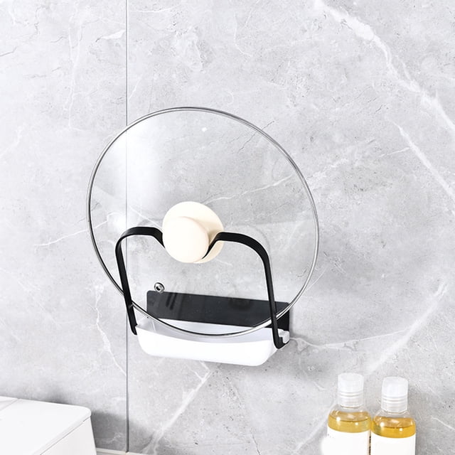 Fwttom Home Decor Kitchen Shelves Wall Mounted Pot Lid Holders Plates Storage Rack Household Storage Draining Pot Lid Holders