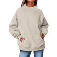 thumbnail image 4 of Sweatshirt For Women Solid Sleeve Oversized Sweatshirt Mock Neck Sweatshirts Casual Fall Fashion Outfits, 4 of 9