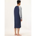 thumbnail image 4 of Camisones de hombre Contraste Color Henley Sleep Shirt Lounge Sleepwear Camisón Pijamas gris marino L Unique Bargains Camisone, 4 of 5