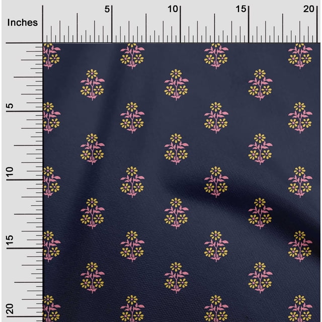 oneOone Cotton Poplin Fabric Leaves & Floral Block Decor Fabric Printed BTY 42 Inch Wide
