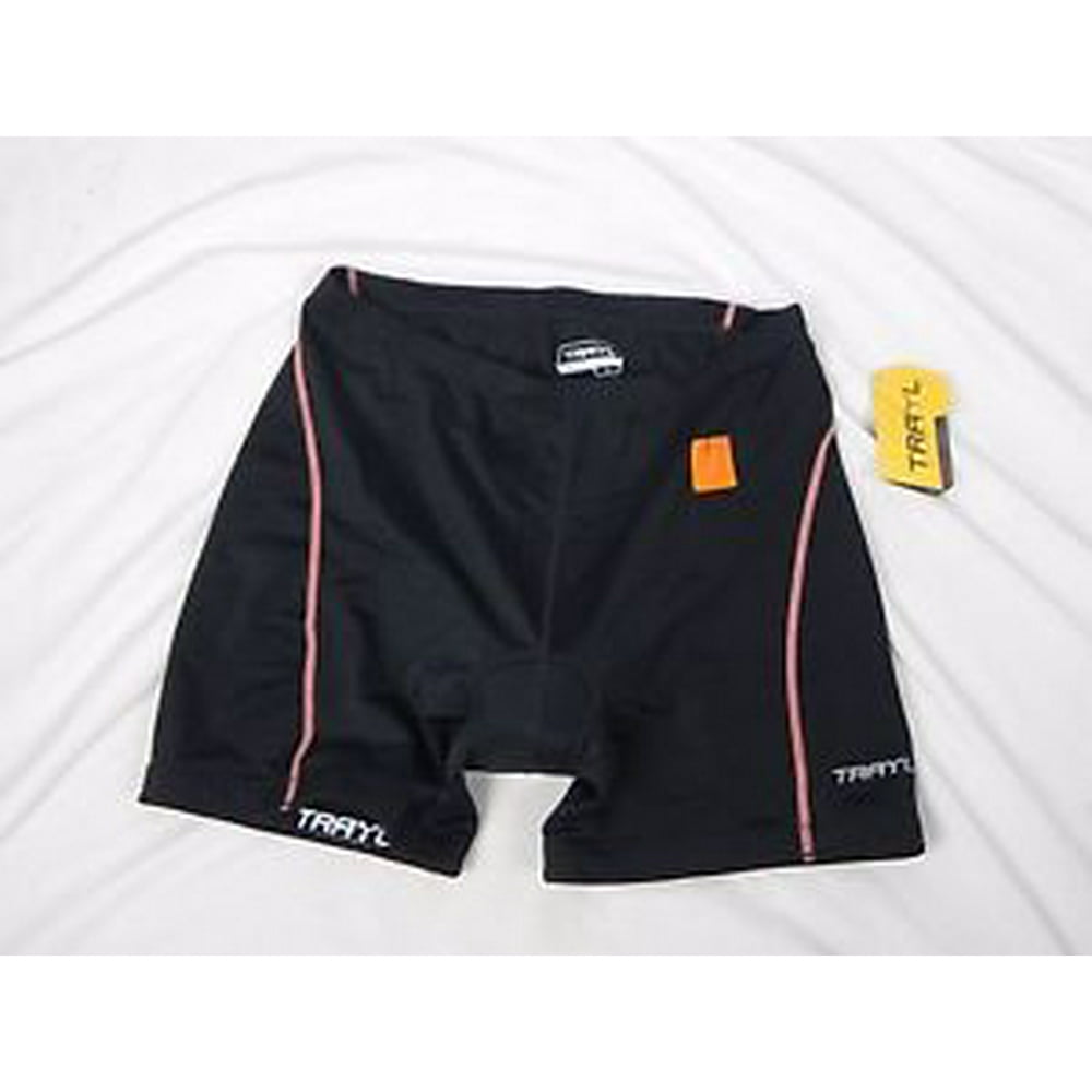 New Trayl Women's XLarge Black/Orange Padded Cycling Ryde Short