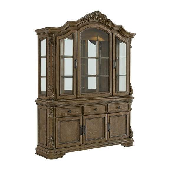 Picket House Furnishings Denali Server and Hutch with LED in Walnut