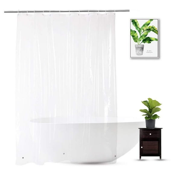 WellColor Doublure de Rideau de Douche Transparent 72 x 75 Pouces, Doublure de Douche en PEVA Robuste avec 3 Aimants Lestés, Transparent, 100 % Imperméable 72"L x 75"H