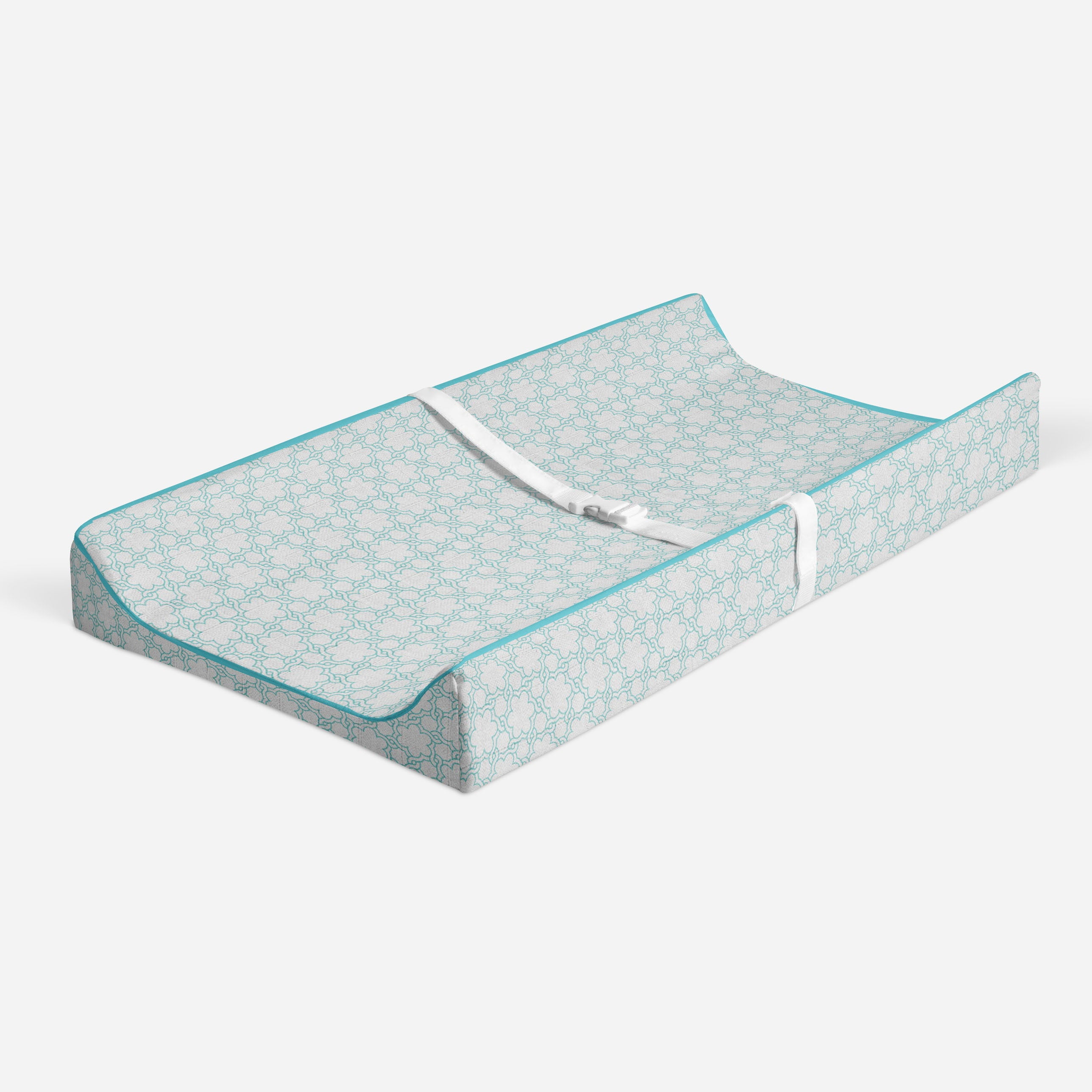 Floral Aqua Quilted Muslin Changing Pad Cover