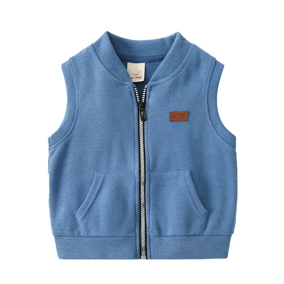 Zoeecloth 2-7 Years Toddler Boys Solid Color Sleeveless Jacket kids Zipper knit Vest Thin Waistcoat Tops