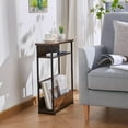 thumbnail image 3 of Vintage Side Table with Storage Shelf,3 Tier Slim End Table Modern Sofa Table for Narrow Spaces,24.6 Inch Height Bedside Table Small Nightstand with Magazine Rack Space Saving/ Rustic Brown, 3 of 6
