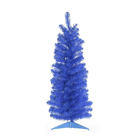 Perfect Holiday 3' Noble Fir Pencil Tree 143 Tip Ice Blue Christmas Tree Dia 14" with Plastic Stand