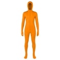 thumbnail image 6 of Rggeeun Child Orange Full Body Jumpsuit Zip Up Closure Open Face Hood Slim Fit Stretch for Halloween Workout Stylish One-Pieces,Orange,7-8 Years, 6 of 6
