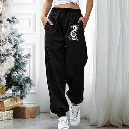 

HOMBOM Scrub Pants for Women Summer Casual Ladies Elastic Ladies Waist Loose Pockets Printed Pants Beige L(8)