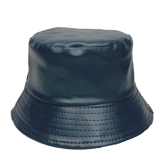 Bucket Hat Unisex PU Leather Rain Fishmen For Fashion Wide Brim Sun Hat