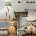 thumbnail image 3 of Wood Tripod Floor Lamp, Mid Century Wood Standing Lamp with 3 Color Temperature Dimmable Standing for Living Room, Bedroom, Office Abstract Flaxen Lamp Shade, 3 of 5