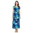 thumbnail image 1 of Robe Maxi Simple Hawaïenne pour Femme à Manches Cap Luau L Bleu Coucher de Soleil, 1 of 5