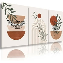 Boho Wall Art Prints, Set of 3 Prints, Abstract Geometric Prints Black Beige Terracotta Minimalist Art, Natural Framed Canvas Prints Artwork For Living Room Bathroom Bedroom Wall Decor