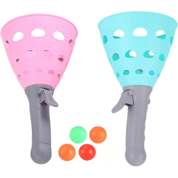 Pop and Catch Ball Game with 4 Balls and 2 Catch Launcher Baskets - Outdoor Indoor Game Activities, Easter Basket Stuffers Gifts Beach Sport Summer Beach Toys for Kids Ages 4 5 6 7 8 10 12 