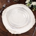 thumbnail image 4 of Balsa Circle 10 Clear Round 8" Disposable Plastic Salad Dinner Plates Silver Embossed Baroque Trim Party Events Decorations, 4 of 8