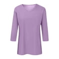 thumbnail image 4 of Lixiuxyad Women T-Shirt Women's Basic Crew Neck Short Sleeve Casual T Shirt Soft Comfortable Everyday Top Stylish Solid Color Tee For Ladies,Purple, 4 of 5