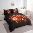thumbnail image 4 of Feelyou Red Gold Rose Twin Bedding Sets 7-Piece, Romantic Fashion Floral Bedding Comforter Set, Romantic Anniversary Theme Reversible Sheet Sets, Super Cozy Room Decor, 4 of 8