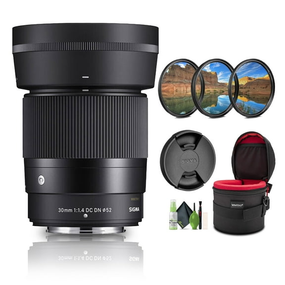 Sigma 30mm F/1.4 DC DN Contemporary Lens (Nikon Z) Cleaning Kit Lens Case 3PC MC PRO FILTER KIT UV/CPL/F 52BL