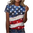 thumbnail image 1 of Tops de Ajuste Suelto para las Mujeres Sudadera Casual Impresa Manga Corta Cuello Redondo Superior, Poliéster, 1 of 8