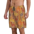 thumbnail image 2 of Cauagu Autumn Maple Leaf Stripes Print Men's Swim Trunks,Hawaiian Bathing Suit Swimsuits Beach Shorts with Pockets for Men Quick Dry Swimming Board Shorts-Large, 2 of 6