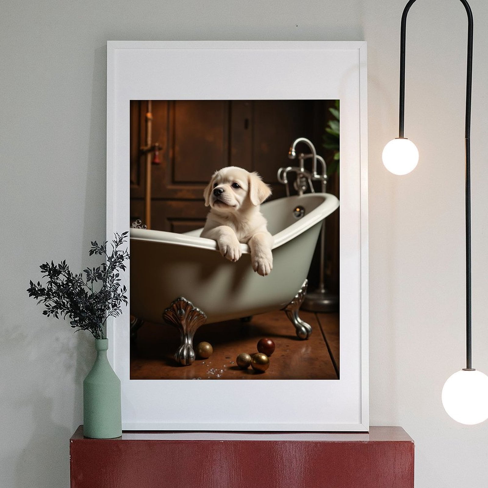 Diamond Art Kit for Adults, Puppy Bathtub Rustic Decor Scene Diamond Painting for Adults Beginners, DIY Diamond Art Painting Kits, 5D Diamond Painting Crafts for Home Decor 12x16 Frameless